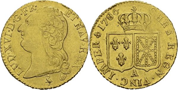 Louis XVI, 1774-1791. Louis d'or à la tête nue 1786 A, Paris 2e semestre. Gad. 361; Dr. 806. AU. 7.61 g. TTB
