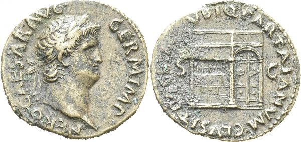 Nero, 54-68. As 65, Rome. RIC 306. BR. 10.30 g. VF  