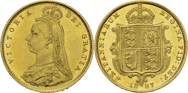 Victoria, 1837-1901. ½ Sovereign 1887, London. Spink 3869; KM 766; Fr. 393. AU. 3.97 g. UNC