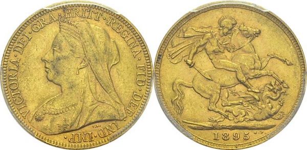 Victoria, 1837-1901. Sovereign 1895, London. Spink 3874; KM 785; Fr. 396. AU. 7.98 g. PCGS AU 58