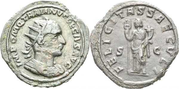 Trajan Decius, 249-251. Double Sestertius 249-251, Rome. RIC 115. BR. 49.47 g. VF