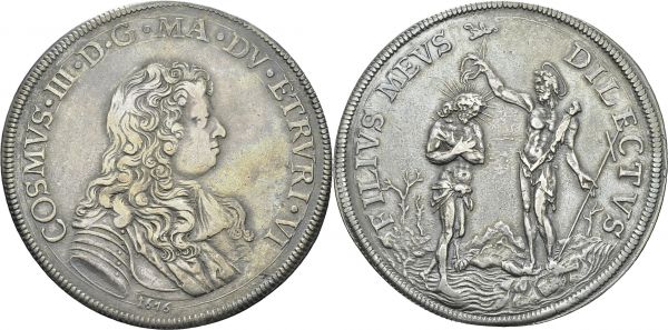 Firenze. Cosimo III de Medici, 1670-1723. Piastra 1676. Dav. 4209; MIR 326/3. AR. 30.83 g. VF-XF
