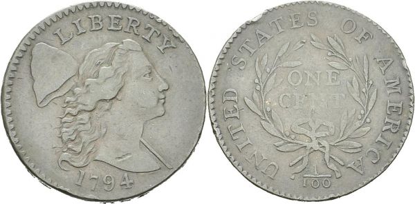 1 Cent 1794, Philadelphia. KM 13. CU. 13.48 g. R F-VF 