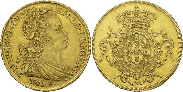 Joao VI as regent, 1792-1816. 6400 Reis 1811 R, Rio de Janeiro. KM 236.1; Fr. 98. AU. 14.29 g. Nice AU