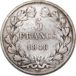 S8247 5 Francs Louis Philippe I 1848 B 